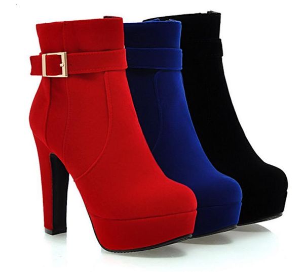 small big size 33 34 to 40 41 42 43 womens high heel platform ankle boots with buckle blue red wedding shoes 12cm, Black
small big size 33 34 to 40 41 42 43 womens high heel platform ankle boots with buckle blue red wedding shoes 12cm, Black