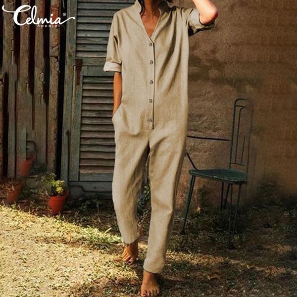 celmia women v neck jumpsuit fashion long sleeve playsuit casual button solid harem pants plus size overall loose rompers, Black;white
celmia women v neck jumpsuit fashion long sleeve playsuit casual button solid harem pants plus size overall loose rompers, Black;white