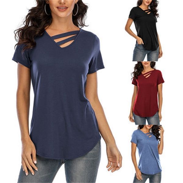 2021 fashion women's spring and summer solid short sleeve v-neck 2-piece decorative belt t-shirt, White
2021 fashion women's spring and summer solid short sleeve v-neck 2-piece decorative belt t-shirt, White