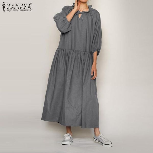 casual loose soft dresses zanzea puff sleeve ruffle vestido summer long maxi dress female solid drawstring robe femme, Black;gray
casual loose soft dresses zanzea puff sleeve ruffle vestido summer long maxi dress female solid drawstring robe femme, Black;gray