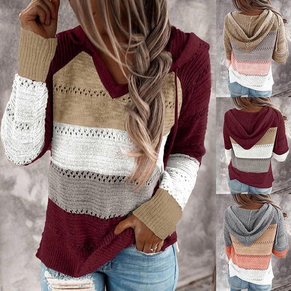 women's t-shirt hooded knitted sweater ladies wild loose coat women casual patchwork v-neck long sleeve tee plus size, White
women's t-shirt hooded knitted sweater ladies wild loose coat women casual patchwork v-neck long sleeve tee plus size, White
