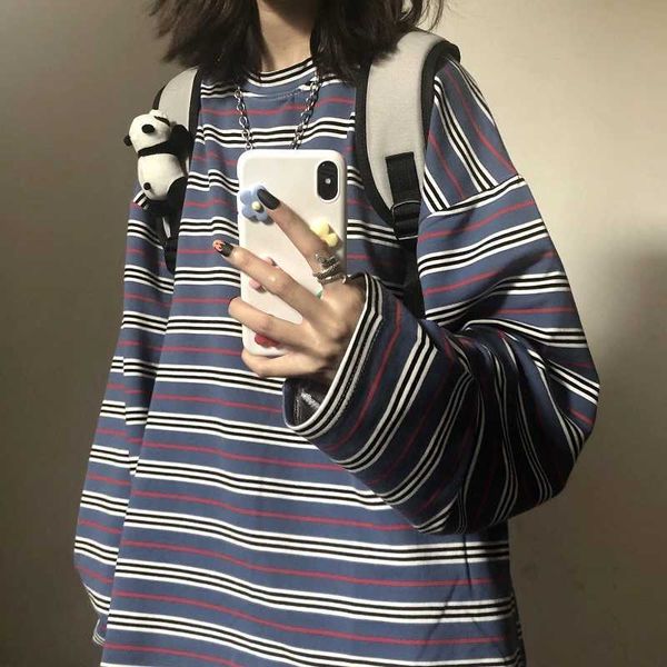 spring autumn female casual o-neck stripe tees harajuku loose hoodie women long sleeve oversize hip hop sweatshirt ins 210813, Black
spring autumn female casual o-neck stripe tees harajuku loose hoodie women long sleeve oversize hip hop sweatshirt ins 210813, Black