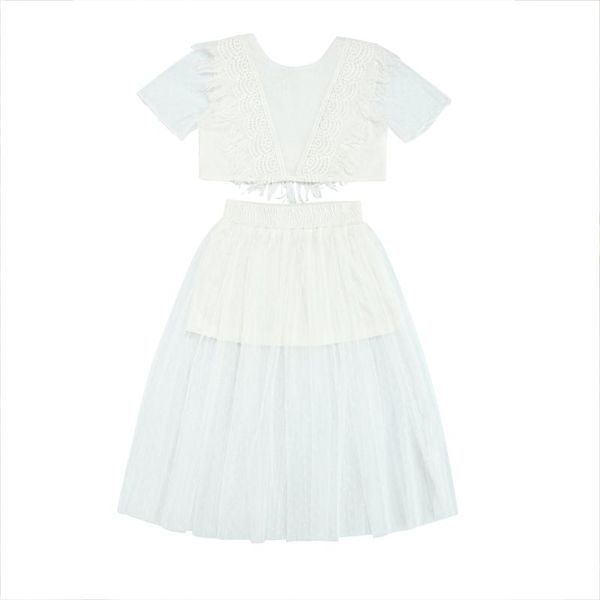 2-8y princess toddler girls summer clothing flower lace white solid short sleeve tie back crop +tulle skirt set 2pcs sets
2-8y princess toddler girls summer clothing flower lace white solid short sleeve tie back crop +tulle skirt set 2pcs sets