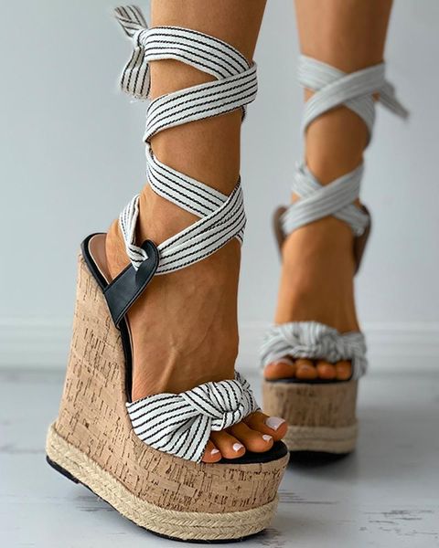 sandals ribetrini arrivals open toe extreme high heels summer women's stripe bowknot platform wedges straw heel party shoes, Black
sandals ribetrini arrivals open toe extreme high heels summer women's stripe bowknot platform wedges straw heel party shoes, Black