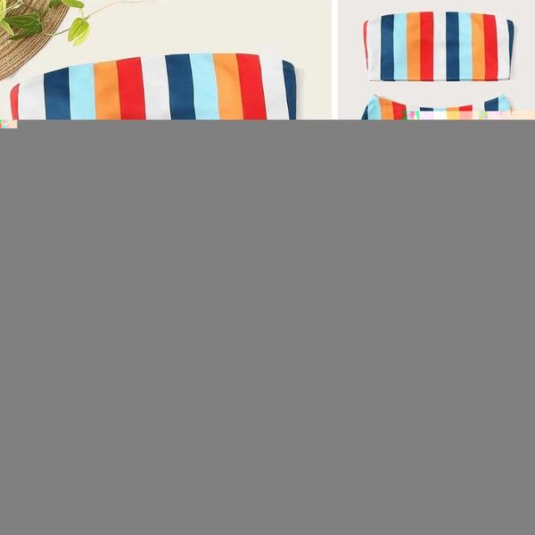 women's swimwear bikini trend rainbow stripe wrap chest high waist swimsuit stretch suit c6v6, White;black
women's swimwear bikini trend rainbow stripe wrap chest high waist swimsuit stretch suit c6v6, White;black