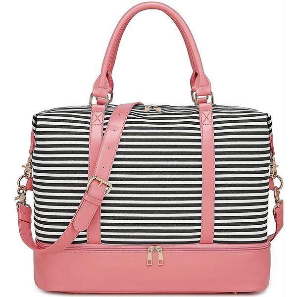 womens travel weekend bag canvas overnight carry on weekender duffel beach tote pink leather black stripe with shoe compartm bags
womens travel weekend bag canvas overnight carry on weekender duffel beach tote pink leather black stripe with shoe compartm bags