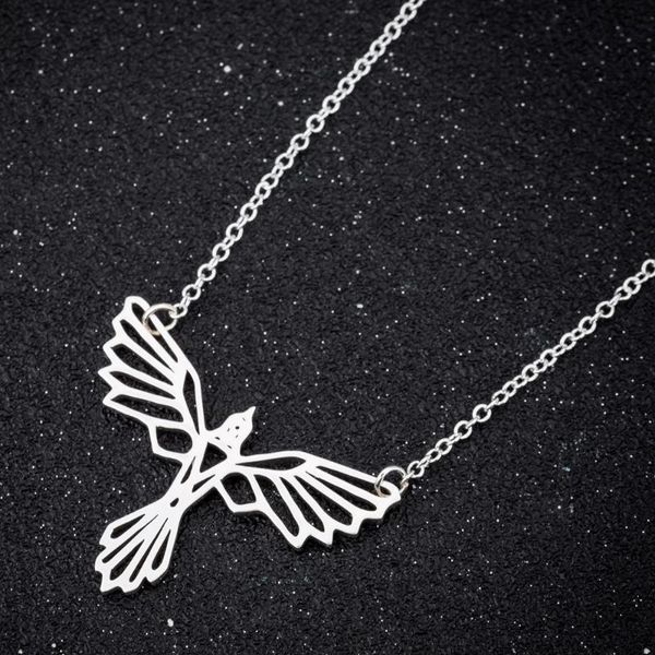 pendant necklaces fashion cute origami bird necklace for women long chain phoenix stainless steel custom geometric jewelery gift, Silver
pendant necklaces fashion cute origami bird necklace for women long chain phoenix stainless steel custom geometric jewelery gift, Silver