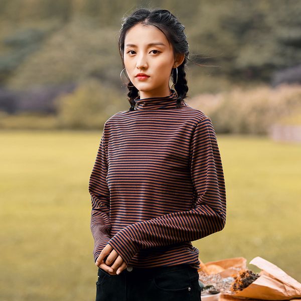 johnature women casual striped slim t-shirts cotton soft turtleneck long sleeve autumn female t-shirts 210521, White
johnature women casual striped slim t-shirts cotton soft turtleneck long sleeve autumn female t-shirts 210521, White