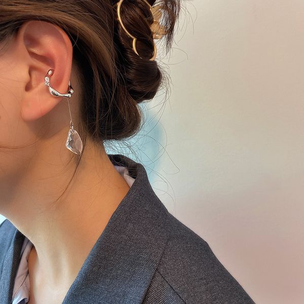 designer east gate irregular crystal ear clip temperament fashion simple net red with long ear clip earrings, Silver
designer east gate irregular crystal ear clip temperament fashion simple net red with long ear clip earrings, Silver