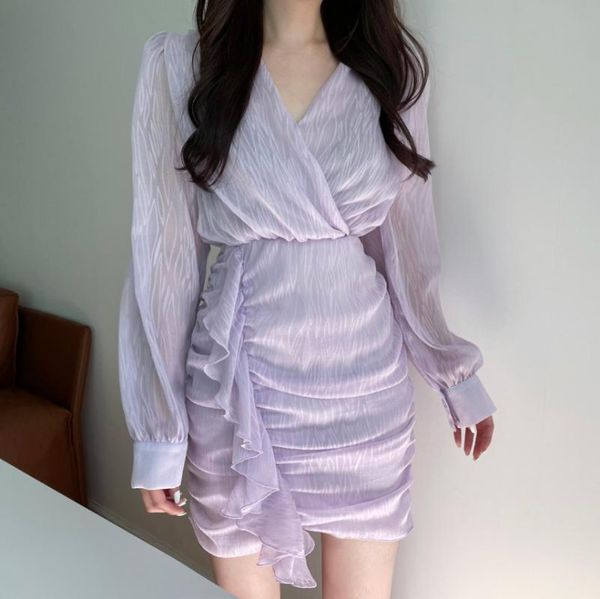 casual dresses autumn folds dress women temperament v-neck puff sleeve elegant ruffles bodycon mini korean chic robe femme vestidos, Black;gray
casual dresses autumn folds dress women temperament v-neck puff sleeve elegant ruffles bodycon mini korean chic robe femme vestidos, Black;gray