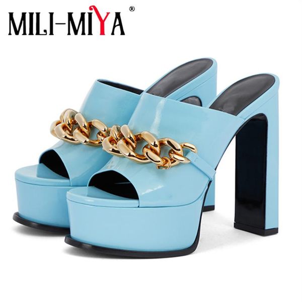 sandals mili-miya 2021 thick high heels platform women slippers peep round toe metal chain summer prom shoes plus size 34-43, Black
sandals mili-miya 2021 thick high heels platform women slippers peep round toe metal chain summer prom shoes plus size 34-43, Black