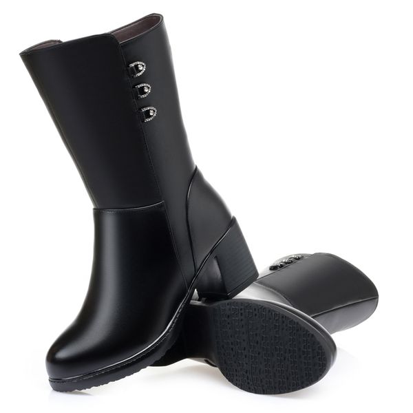 boots winter comfort warm female genuine leather wool non-slip high heels shoes woman fashion qd47, Black
boots winter comfort warm female genuine leather wool non-slip high heels shoes woman fashion qd47, Black
