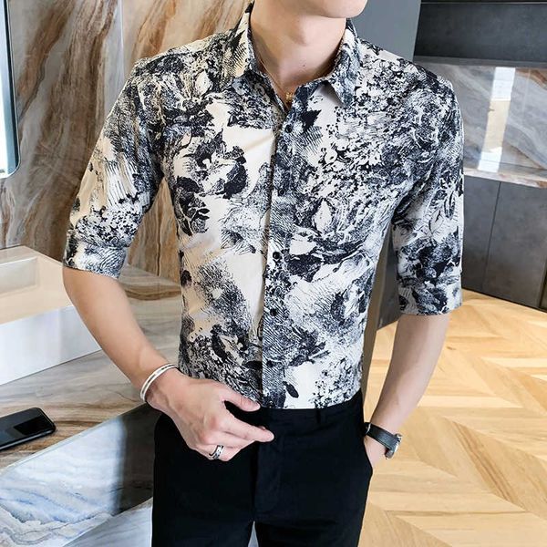 ink print shirts men short sleeve slim fit casual shirt fashion streetwear social party blouse male business formal dress shirts 210527, White;black
ink print shirts men short sleeve slim fit casual shirt fashion streetwear social party blouse male business formal dress shirts 210527, White;black