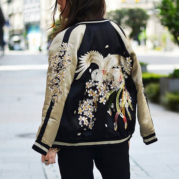 dragon phoenix embroidery baseball bomber et men women satin yokosuka coat streetwear autumn brand cloth japan double sided, Black;brown
dragon phoenix embroidery baseball bomber et men women satin yokosuka coat streetwear autumn brand cloth japan double sided, Black;brown