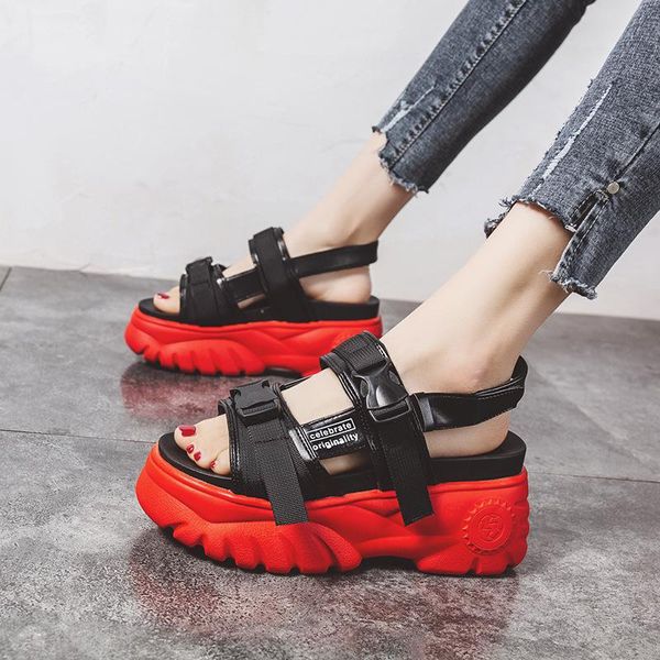 women's summer sandals thick sole women platform shoes ins fashion high heel beach ladies feminina wedge sandalia, Black
women's summer sandals thick sole women platform shoes ins fashion high heel beach ladies feminina wedge sandalia, Black