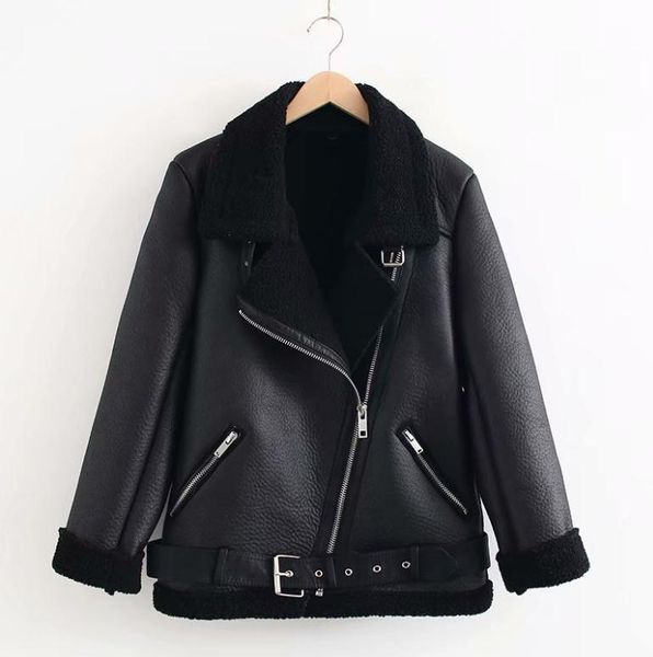 women's leather & faux winter autumn jakets with belt turn down collar thick motorcycle jackets warm coats k1309, Black
women's leather & faux winter autumn jakets with belt turn down collar thick motorcycle jackets warm coats k1309, Black