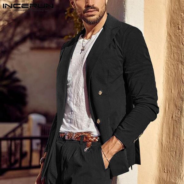 men's suits & blazers incerun fashion blazer long sleeve double-breasted suit business coats american style casual streetwear s-5xl 202, White;black
men's suits & blazers incerun fashion blazer long sleeve double-breasted suit business coats american style casual streetwear s-5xl 202, White;black