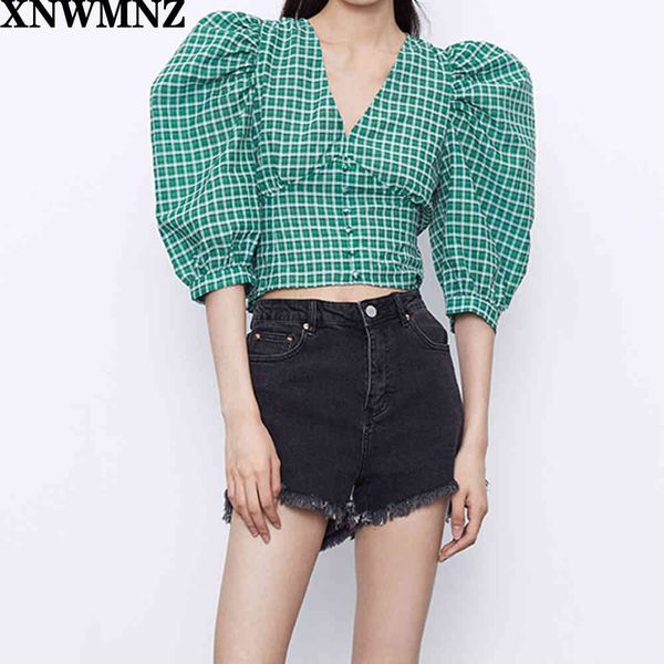 za chic green blouse shirts women plaid crop blouse button puff sleeve v neck blouse shirts vintage shirts female blusas 210510, White
za chic green blouse shirts women plaid crop blouse button puff sleeve v neck blouse shirts vintage shirts female blusas 210510, White