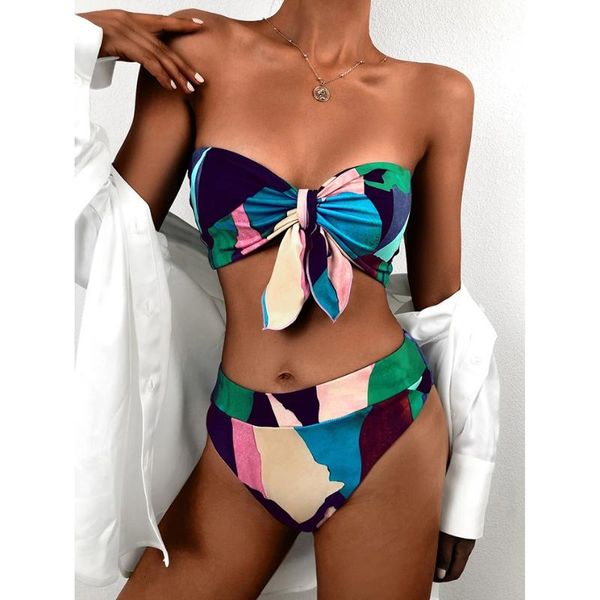 women's swimwear high waist bikini 2021 women swimsuit knot female bandeau thong bikinis set summer swimming for bathing suit woman, White;black
women's swimwear high waist bikini 2021 women swimsuit knot female bandeau thong bikinis set summer swimming for bathing suit woman, White;black