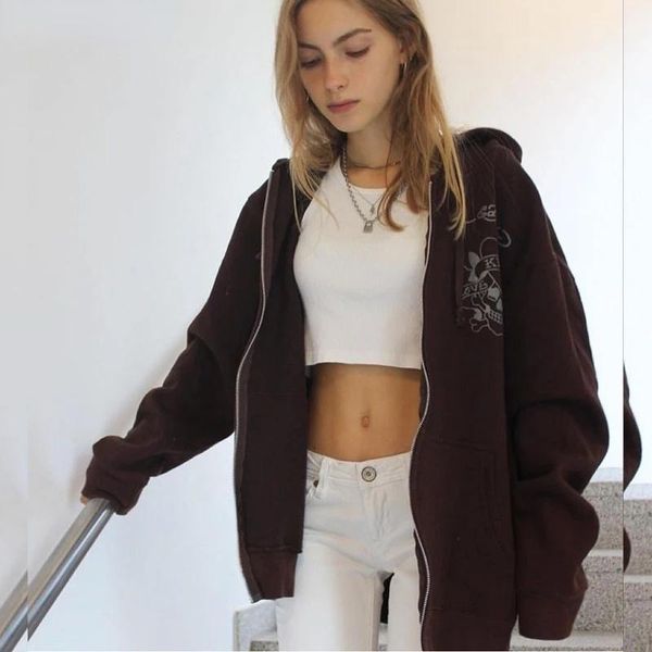 women's hoodies & sweatshirts zip up sweatshirt y2k skull winter jacket clothes oversize women plus size vintage brown pockets long sle, Black
women's hoodies & sweatshirts zip up sweatshirt y2k skull winter jacket clothes oversize women plus size vintage brown pockets long sle, Black