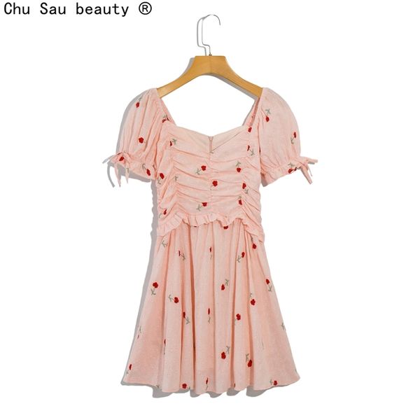 summer french sweet dress square collar pink floral embroidery hollow ruffle puff sleeve female fashion 210514, Black;gray
summer french sweet dress square collar pink floral embroidery hollow ruffle puff sleeve female fashion 210514, Black;gray