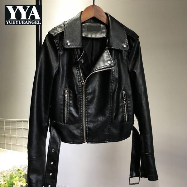 women's jackets streetwear rivet pu leather jacket women punk zipper biker short coat fashion winter pink slim fit office lady outerwea, Black;brown