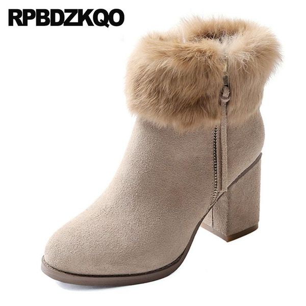 boots chunky high heel suede furry fur real short genuine leather shoes faux booties casual winter round toe women ankle 2021, Black
boots chunky high heel suede furry fur real short genuine leather shoes faux booties casual winter round toe women ankle 2021, Black