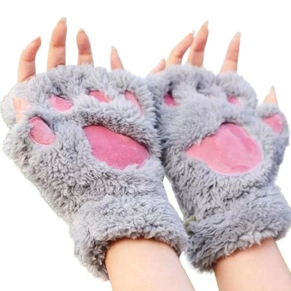 women winter fingerless gloves handschoenen wrist arm warmer knitted keyboard long mitten#bc five fingers, Blue;gray