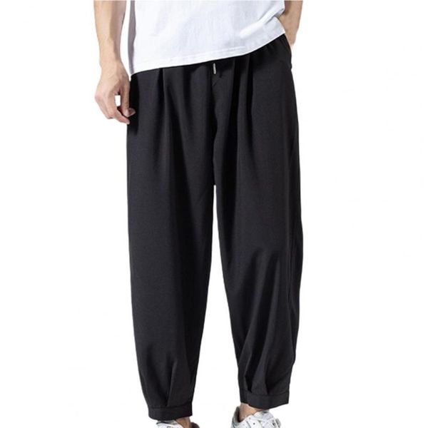 men's pants summer men solid color casual ankle-length smooth wide leg ankle tied oversize long sweatpants stylish trousers, Black
men's pants summer men solid color casual ankle-length smooth wide leg ankle tied oversize long sweatpants stylish trousers, Black