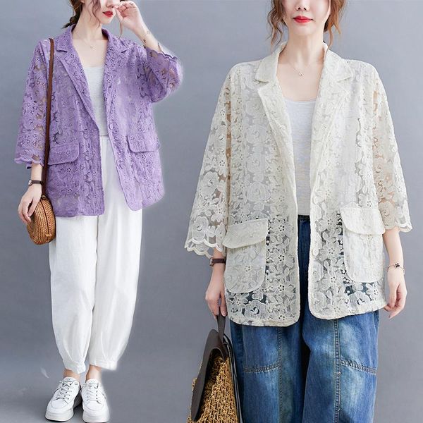 women's jackets lace thin blazer for women summer loose sun protection jacket with pocket 2021 hollow out fashion suit female clothes, Black;brown
women's jackets lace thin blazer for women summer loose sun protection jacket with pocket 2021 hollow out fashion suit female clothes, Black;brown