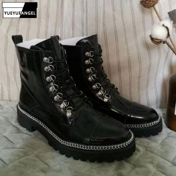 genuine leather chain lace up womens ankle boots black round toe square heel zipper winter female real fur
genuine leather chain lace up womens ankle boots black round toe square heel zipper winter female real fur