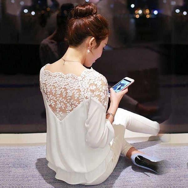 women's blouses & shirts solid lace edge blouse summer chiffon long sleeve black white dluz
women's blouses & shirts solid lace edge blouse summer chiffon long sleeve black white dluz