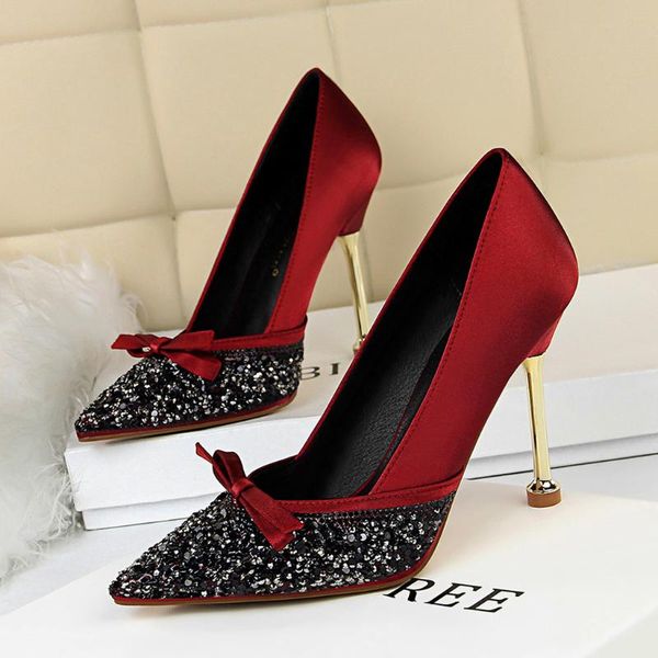 dress shoes women's high heels shallow mouth sequins bow lady wedding rhinestone chaussure femme mariage a noeud #3, Black
dress shoes women's high heels shallow mouth sequins bow lady wedding rhinestone chaussure femme mariage a noeud #3, Black