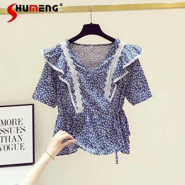 women's blouses & shirts woman's v-neck floral short sleeve cotton shirt 2021 summer lace edge up waist-controlled blouse blusones, White
women's blouses & shirts woman's v-neck floral short sleeve cotton shirt 2021 summer lace edge up waist-controlled blouse blusones, White