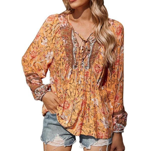 women's t-shirt spring summer woman tshirts ladies tie long sleeve printed v-neck t shirt women korean mujer de moda, White
women's t-shirt spring summer woman tshirts ladies tie long sleeve printed v-neck t shirt women korean mujer de moda, White
