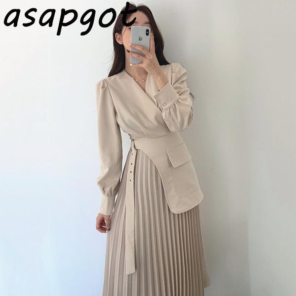 casual dresses korean chic temperament v-neck cross belt patchwork fake two-piece pleated dress long vintage plus size vestidos gentle slim, Black;gray
casual dresses korean chic temperament v-neck cross belt patchwork fake two-piece pleated dress long vintage plus size vestidos gentle slim, Black;gray