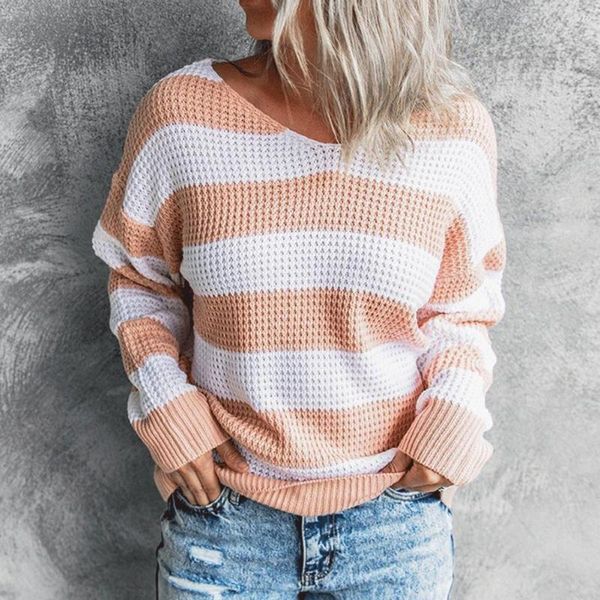 women's sweaters women pullover sweater round neck knitted striped loose top, White;black
women's sweaters women pullover sweater round neck knitted striped loose top, White;black