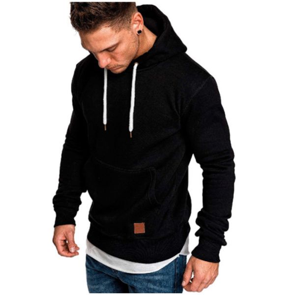 men's hoodies 2021 simple basic hooded pullover, Black