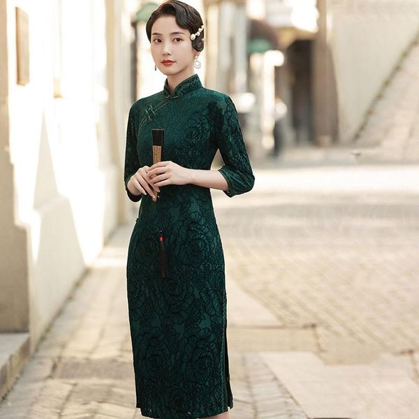 ethnic clothing lady velour mid length qipao flower formal party dress mandarin collar vintage button chinese cheongsam sheath vestidos, Red
ethnic clothing lady velour mid length qipao flower formal party dress mandarin collar vintage button chinese cheongsam sheath vestidos, Red