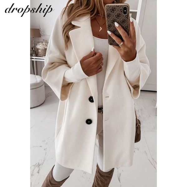 women's wool & blends women autumn woolen coat 2021 winter warm long sleeve turn down collar outwear jackets casual solid button loosse, Black
women's wool & blends women autumn woolen coat 2021 winter warm long sleeve turn down collar outwear jackets casual solid button loosse, Black