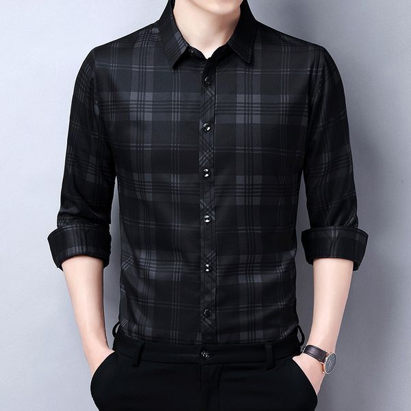 2021 spring and autumn middle-aged men's plaid leisure long sleeve shirt men's fashion long sleeve shirt, Black
2021 spring and autumn middle-aged men's plaid leisure long sleeve shirt men's fashion long sleeve shirt, Black