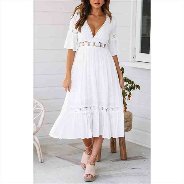 elegant white women dress v-neck lace patchwork flare sleeve high street long midi female beach dresses plus size, Black;gray
elegant white women dress v-neck lace patchwork flare sleeve high street long midi female beach dresses plus size, Black;gray