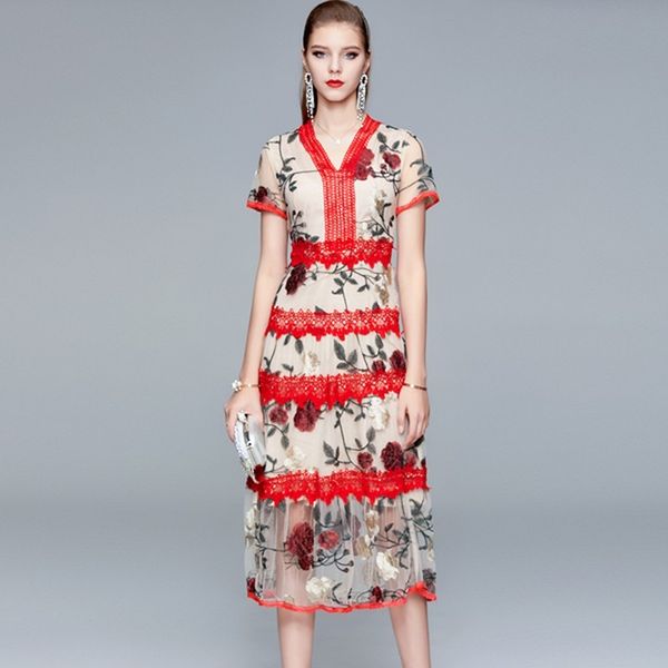 summer runway mesh embroidery floral sweet dress women's v neck short sleeve lace patchwork flower print summer dress 210514, Black;gray
summer runway mesh embroidery floral sweet dress women's v neck short sleeve lace patchwork flower print summer dress 210514, Black;gray