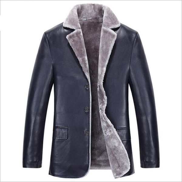 men's fur & faux genuine leather jacket men thick warm winter jackets coats sheepskin business male overcoat brand clothing wlf071, Black
men's fur & faux genuine leather jacket men thick warm winter jackets coats sheepskin business male overcoat brand clothing wlf071, Black