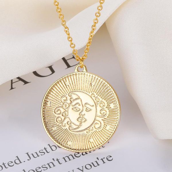 pendant necklaces boho sun moon double-sided pattern for women jewelry stainless steel gold color coin pendants collier femme bff gifts, Silver
pendant necklaces boho sun moon double-sided pattern for women jewelry stainless steel gold color coin pendants collier femme bff gifts, Silver