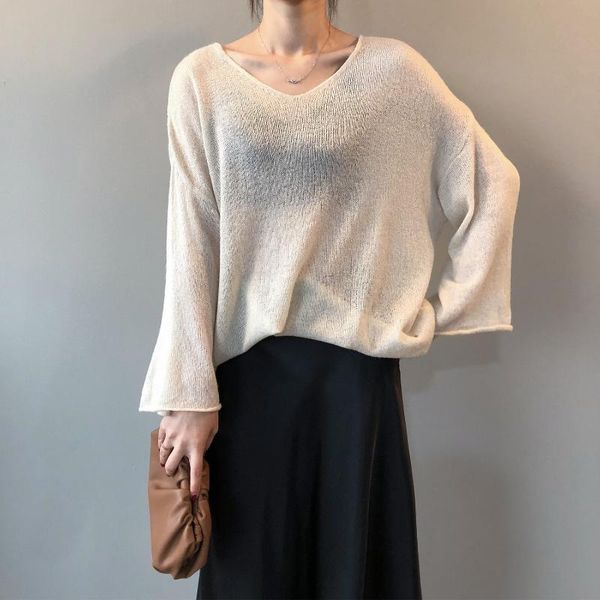 women's sweaters 2021 autumn korean style v-neck loose pullover knitting shirt casual women knitwear, White;black
women's sweaters 2021 autumn korean style v-neck loose pullover knitting shirt casual women knitwear, White;black