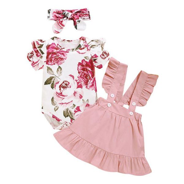 3pcs born baby girl clothes set floral print short-sleeved bodysuit+solid color strap dress+ headband clothing sets, White
3pcs born baby girl clothes set floral print short-sleeved bodysuit+solid color strap dress+ headband clothing sets, White