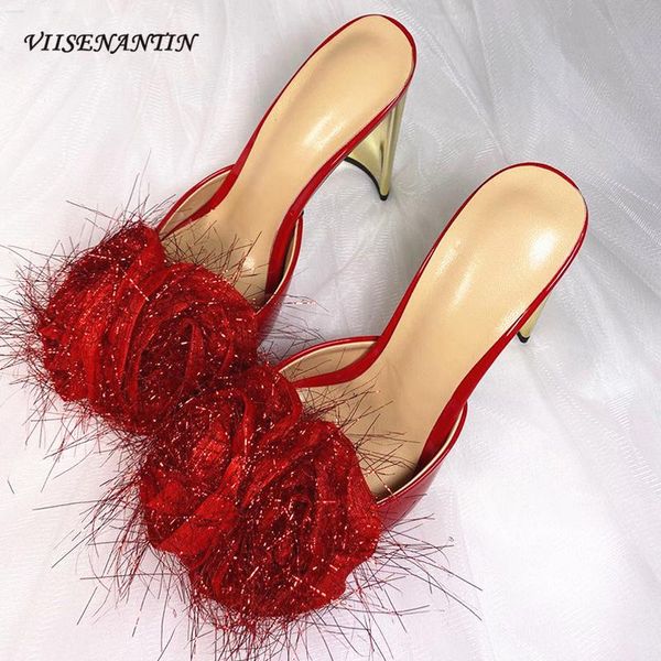 thin high heel party shoes outer wear dress slippers women open toe summer sandals rose flower gold red wedding mules, Black
thin high heel party shoes outer wear dress slippers women open toe summer sandals rose flower gold red wedding mules, Black