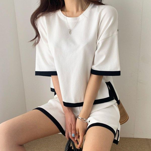 women's tracksuits 2021 chic korean summer simple thin soft knitted tracksuit women o-neck short sleeve pullover and shorts two piece, Gray
women's tracksuits 2021 chic korean summer simple thin soft knitted tracksuit women o-neck short sleeve pullover and shorts two piece, Gray