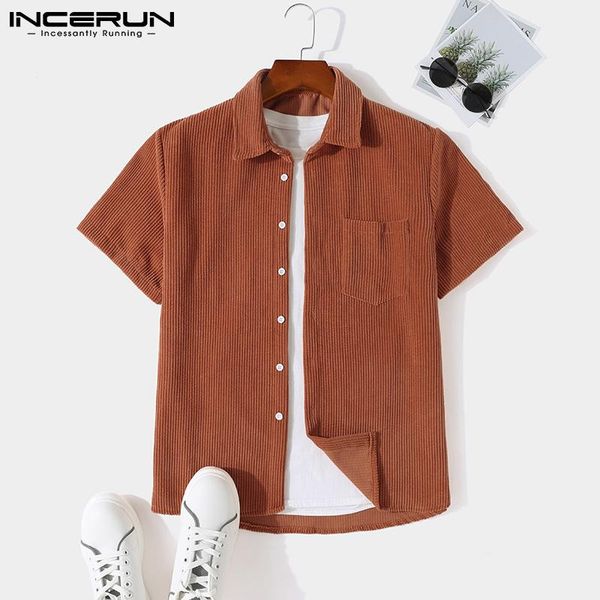 men's casual shirts summer solid color men shirt corduroy lapel short sleeve button streetwear 2021 pockets camisas masculina incerun, White;black
men's casual shirts summer solid color men shirt corduroy lapel short sleeve button streetwear 2021 pockets camisas masculina incerun, White;black